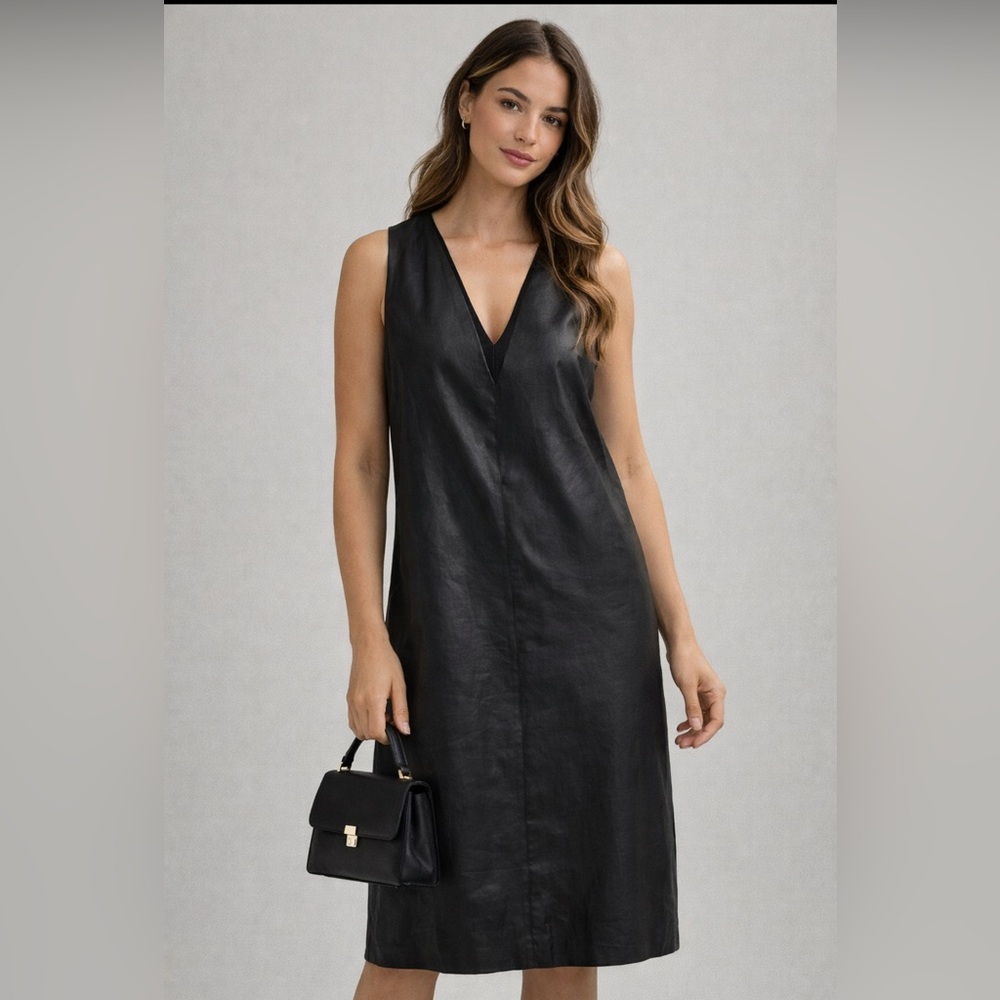 S Max Mara Black SLeeveless Layered Tank Dress sz 8 Made in Italy pockets